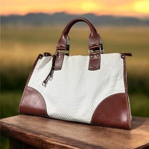 CLAUDIA Firenze genuine leather white and brown  made in Italy shoulder bag